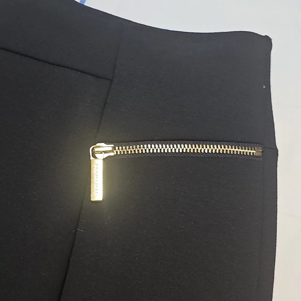 Michael Kors Black Gold Zippered Skirt Size‎ 8 New